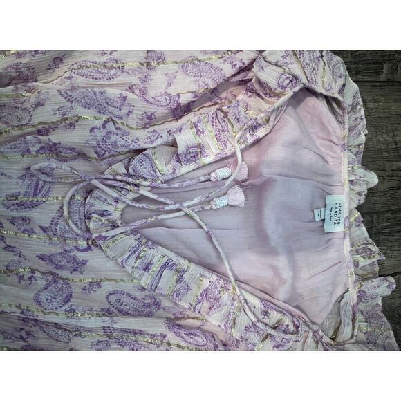 Hemant and Nandita Sahar Women's Pink V-Neck Tiered Eyelet Mini Dress Size Small - Picture 7 of 13